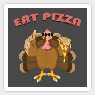 Turkey Eat Pizza Funny Thanksgiving Sticker